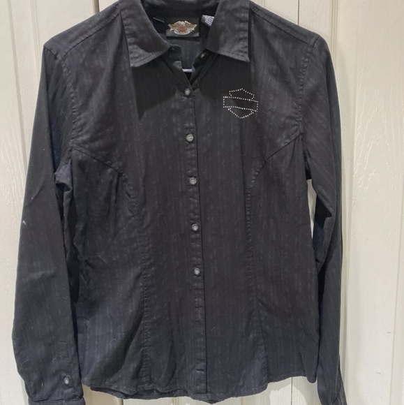 AUTH HARLEY DAVIDSON HD WOMENS LS BUTTON SHIRT. - Picture 5 of 13